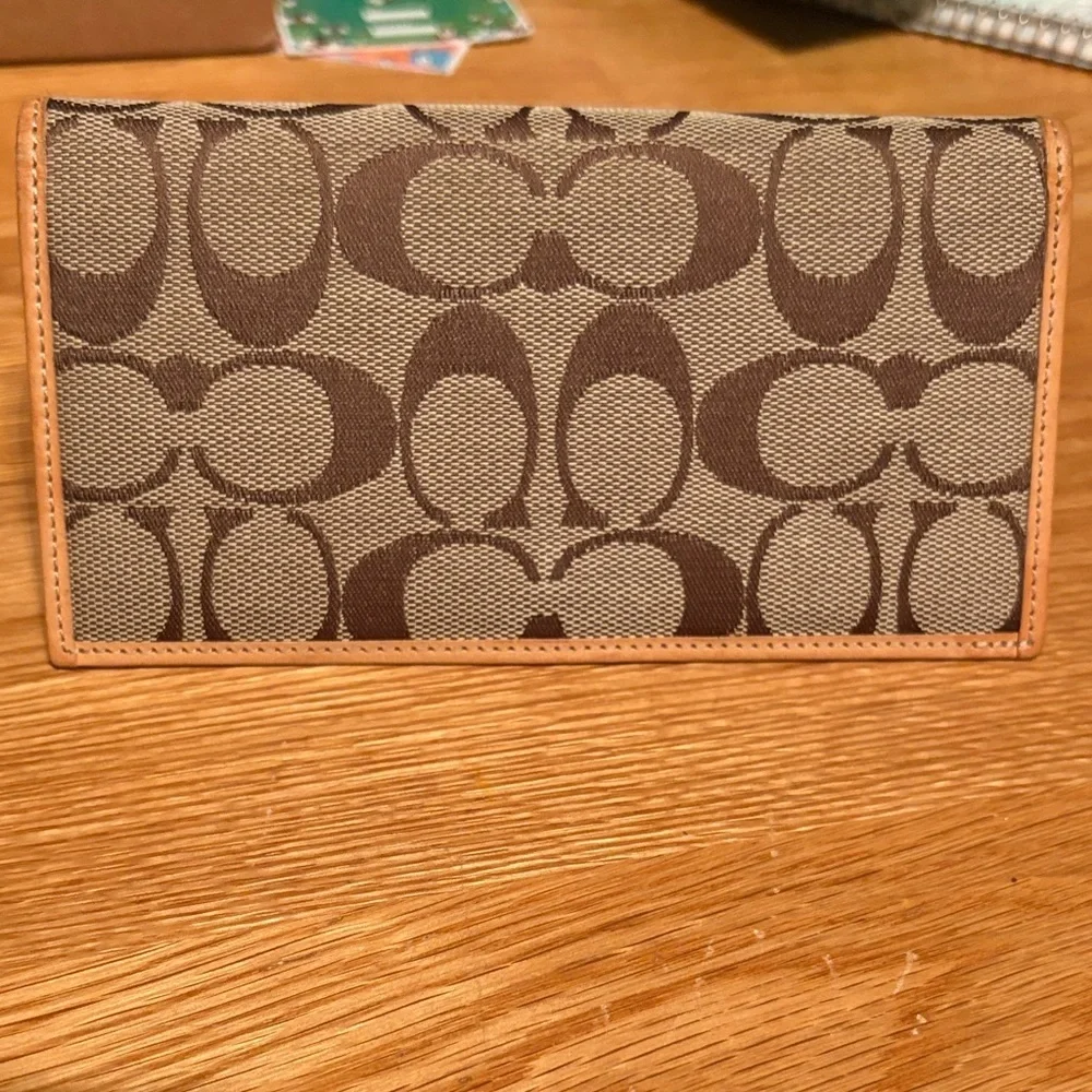 Coach Tan Leather checkbook cover Wallet